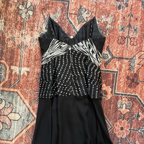 VTG 100% SILK Formal Elegant Black and White Women's Dress - Picture 9 of 12